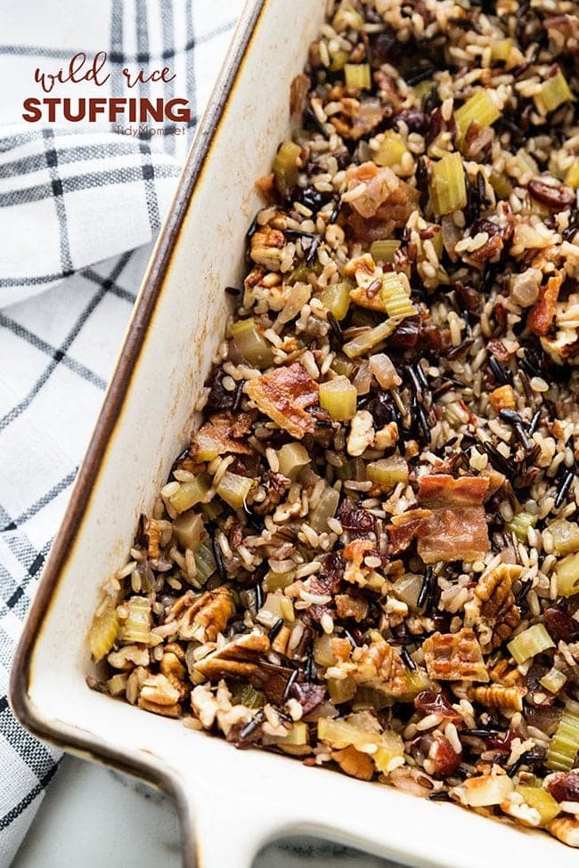 Wild Rice Stuffing with Cranberries and Pecans {VIDEO}