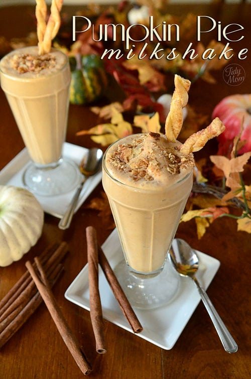 Pumpkin Pie MilkShake with Pie Crust Straws
