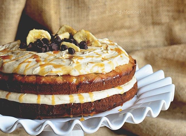 Chocolate Chip Banana Cake with Salted Caramel Frosting recipe at cetcu.com