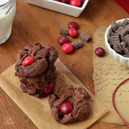 Triple Chocolate Cherry M&M Cookies