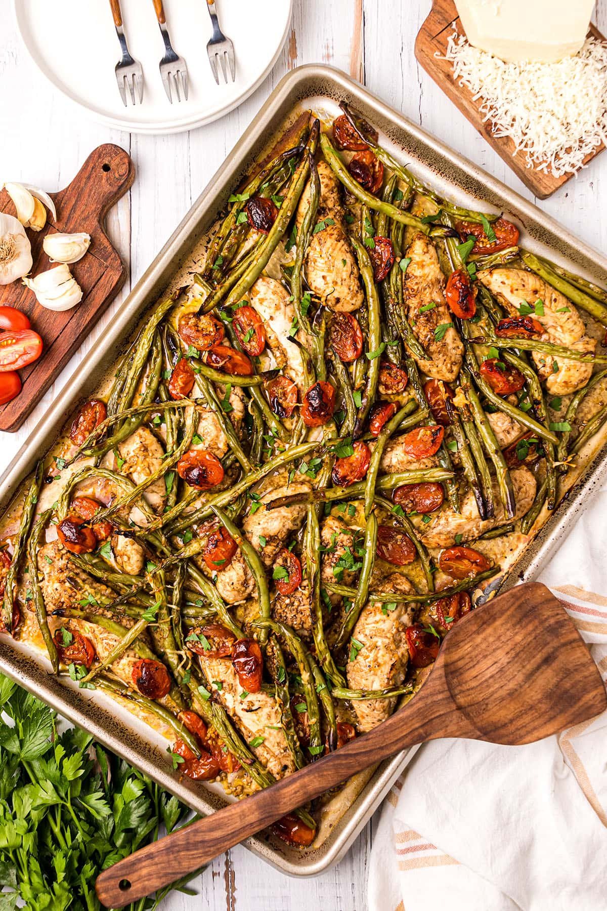 Easy Tuscan Chicken Sheet Pan Dinner