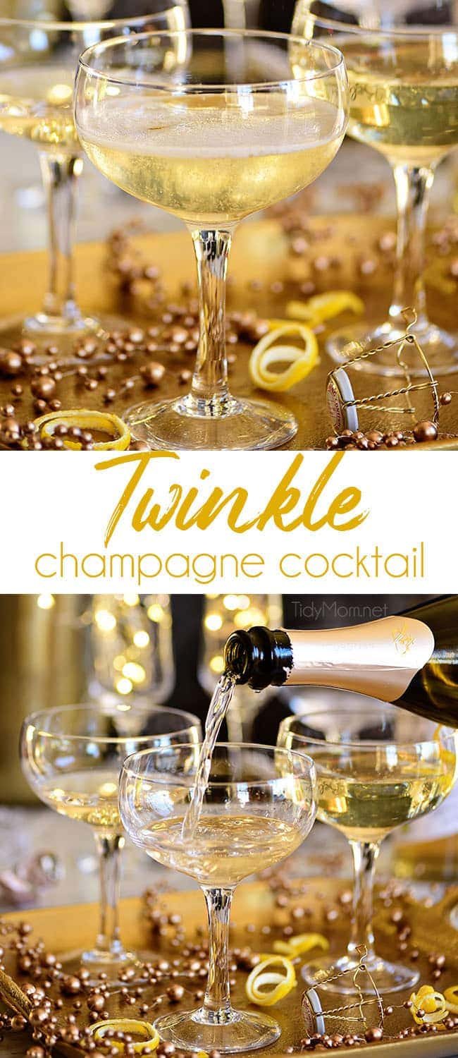 Twinkle champagne cocktail photo collage