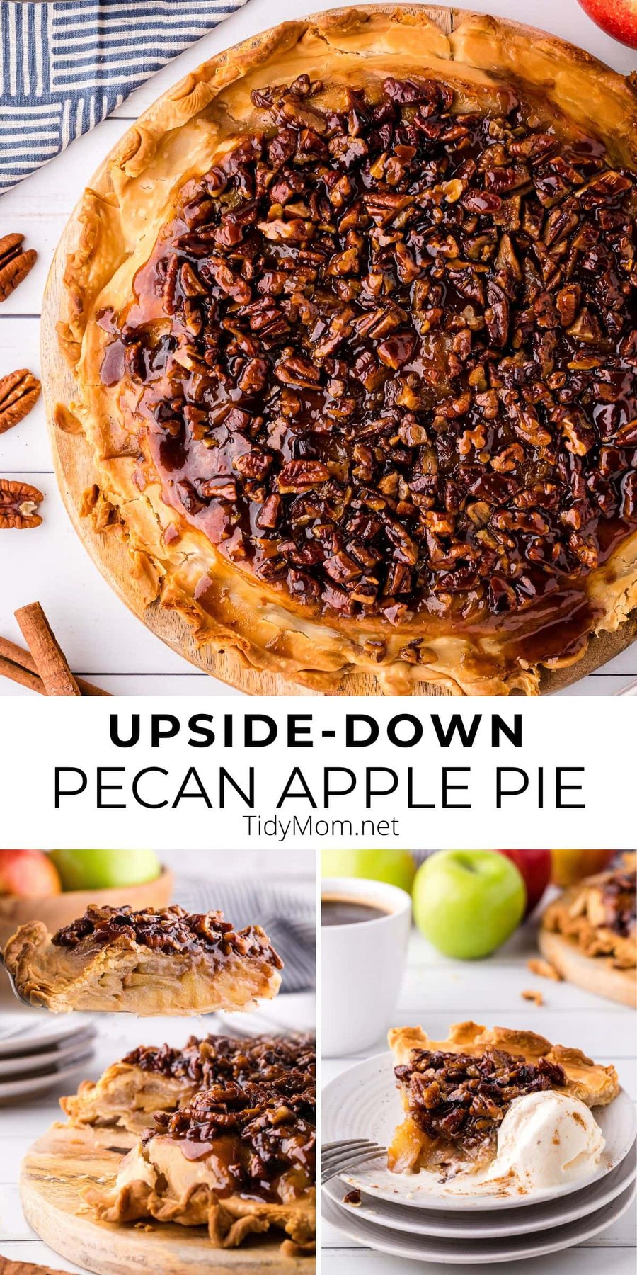 Pecan Apple Upside-Down pie collage image