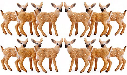 12 Pcs Deer Figurines Cake Toppers