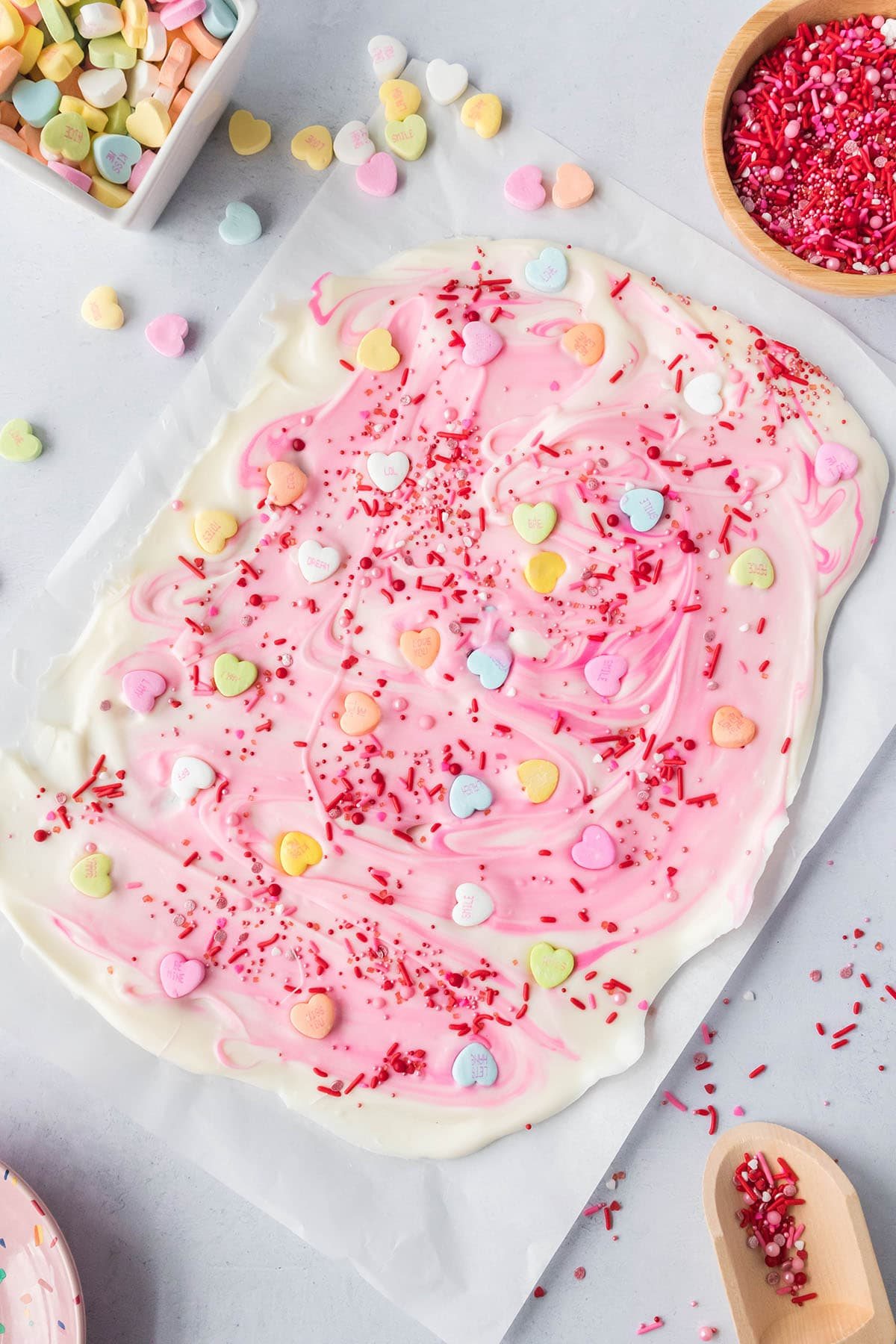 a slab of homemade white chocolate bark