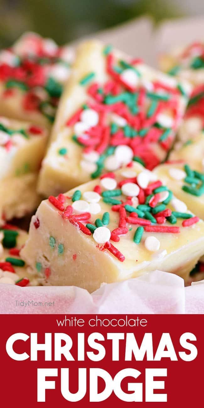 White Chocolate Christmas Fudge close up
