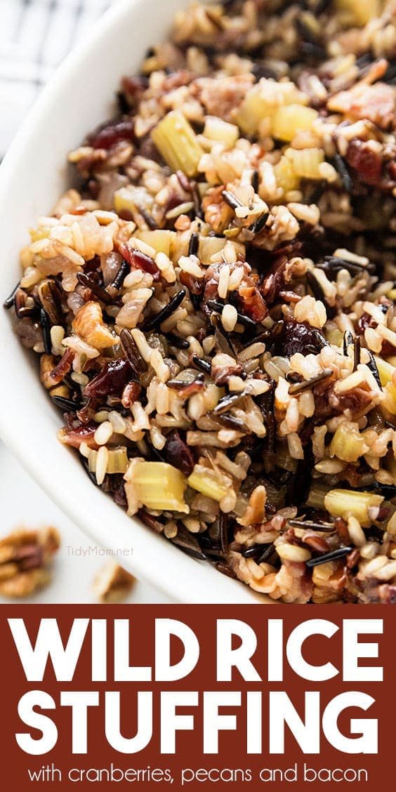 gluten-free wild rice stuffing in bowl