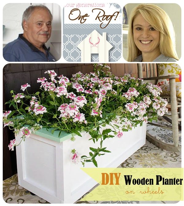 DIY Wood Planter on Wheels Tutorial from fourgenerationsoneroof.com at cetcu.com