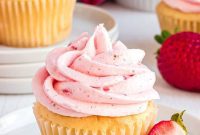 Strawberry Kissed Vanilla Cupcakes