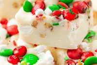 White Christmas Peppermint Rocky Road Fudge