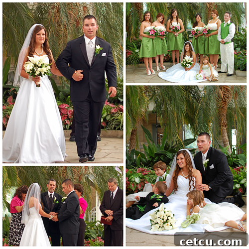 A beautiful wedding collage featuring moments from Erin and Bryan's special day, celebrating their union.