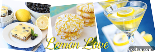 Collection of lemon-themed dishes and drinks, hinting at a roundup of diverse lemon recipes.