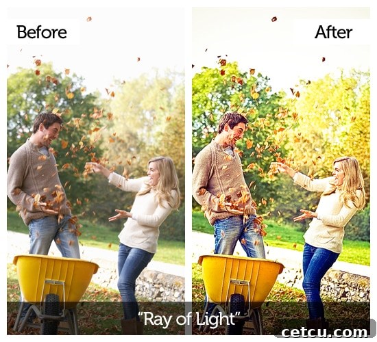 Example of Rayoflight preset applied to a photograph