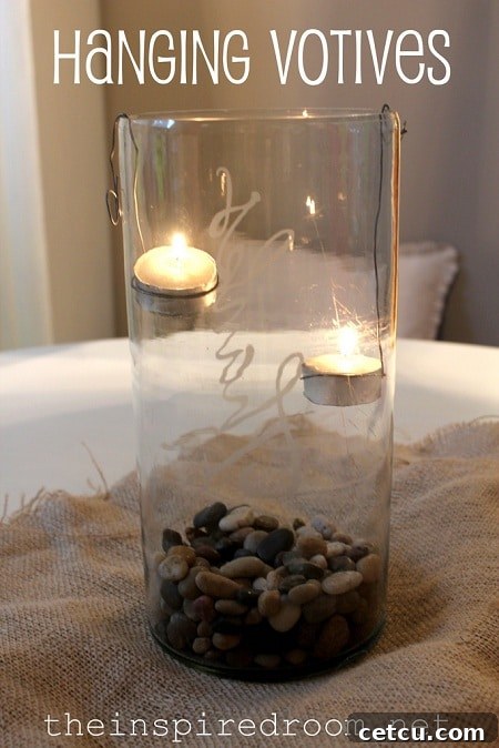 Beautiful Hanging Votives for holiday table decor