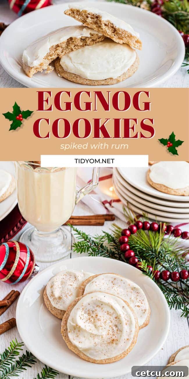 A glass of eggnog with a plate of beautifully iced cookies, creating a festive holiday scene.