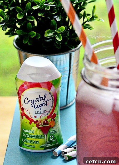 Crystal Light Liquid Pomtini, a vibrant and refreshing beverage.