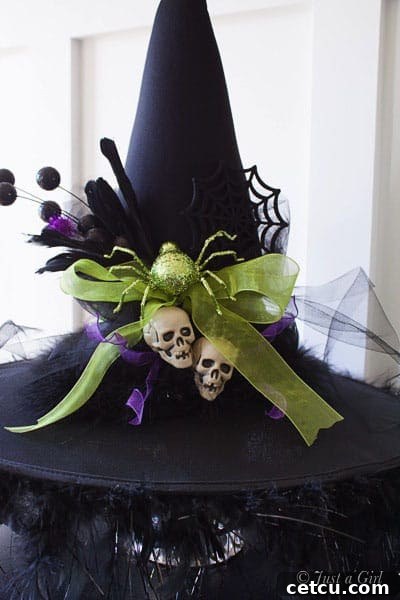 DIY Witch Hat Halloween Decor Project from Just a Girl