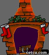 Santa Claus sliding down a chimney with presents, a festive icon for holiday inspiration