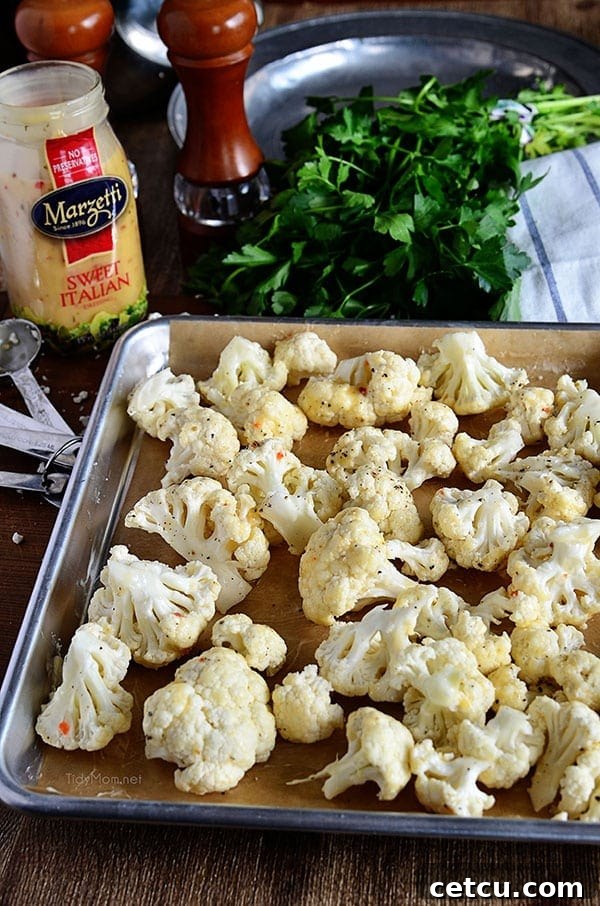 Roasted Cauliflower on a baking sheet