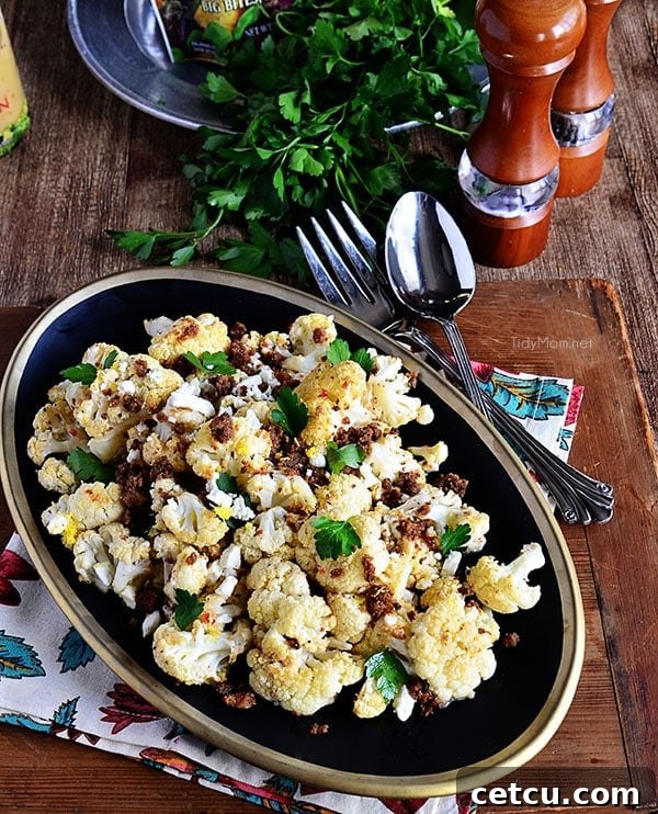 Roasted Cauliflower on table