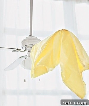 Clean ceiling fan with pillow case