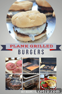 Plank Grilled burgers. Recipe and video tutorial at TidyMom.net