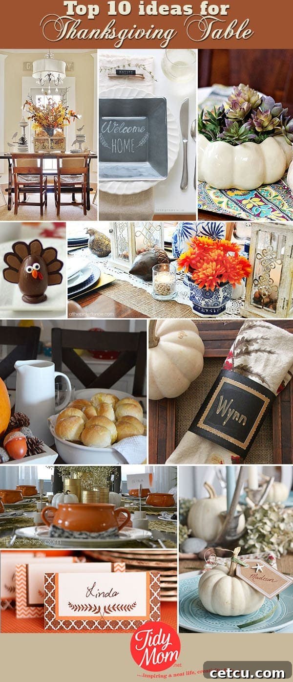 Inspiring Thanksgiving table ideas, from rustic to formal settings, delicious rolls and desserts, elegant napkins, and personalized placecards, all to help you create a beautiful holiday celebration.