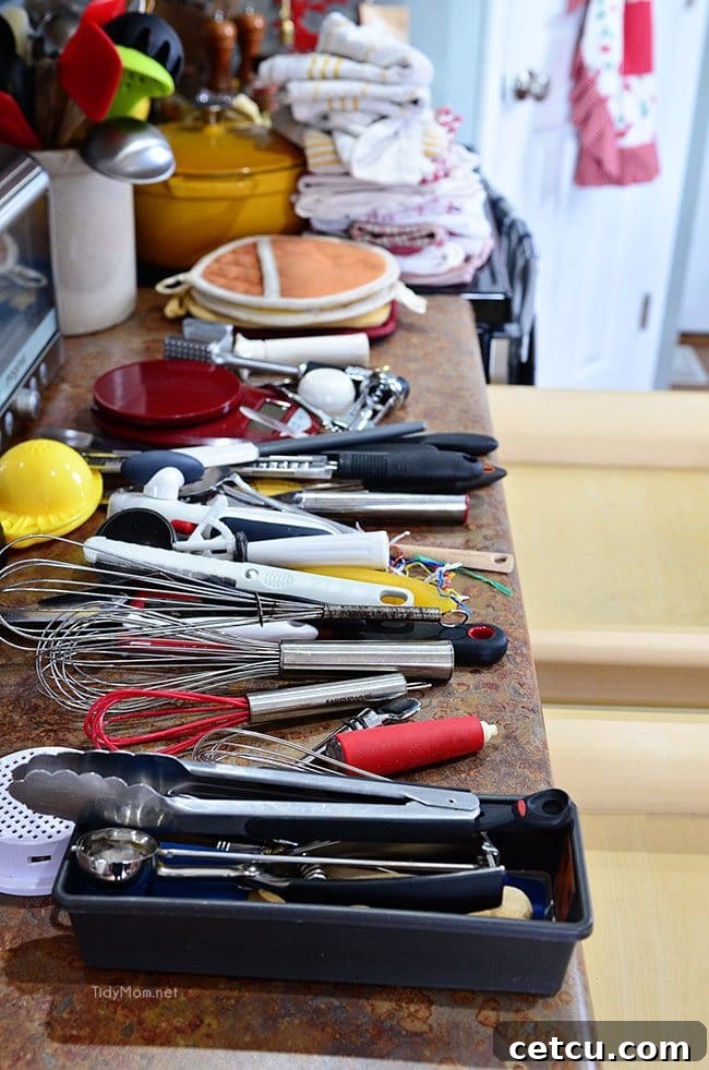 Smart Kitchen Drawer Solutions 4 After decluttering: Kitchen tool drawer is empty and ready for organization at TidyMom.net