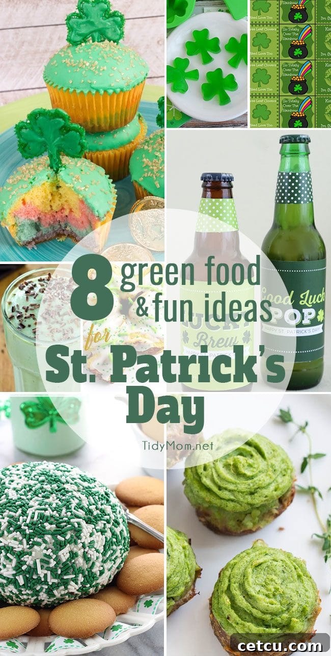 Festive assortment of green food and fun ideas for St. Patrick’s Day celebrations