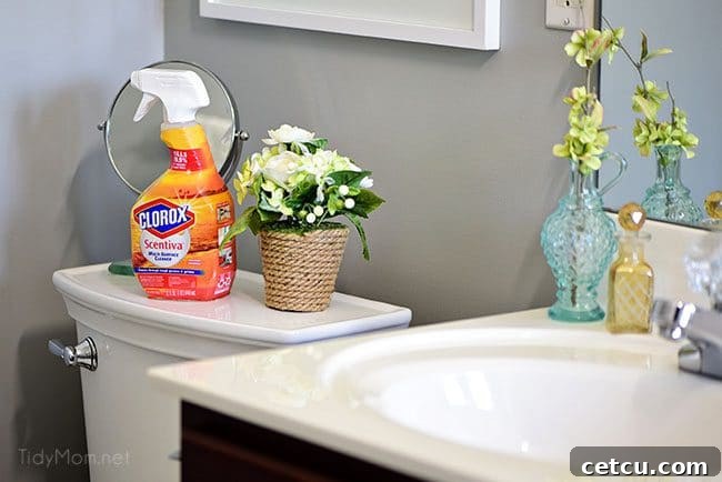 Clorox Scentiva Multi-Surface Cleaner in a kitchen setting, providing powerful cleaning with refreshing scents