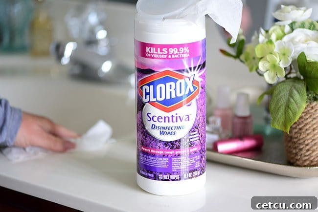 Clorox Scentiva Disinfecting Wipes for quick and effective cleaning, killing germs and leaving fresh scents