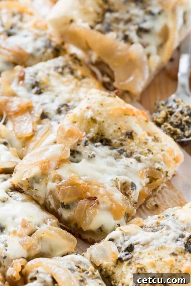 Caramelized Onion Flatbread Pizza, a unique and savory main course for Father's Day
