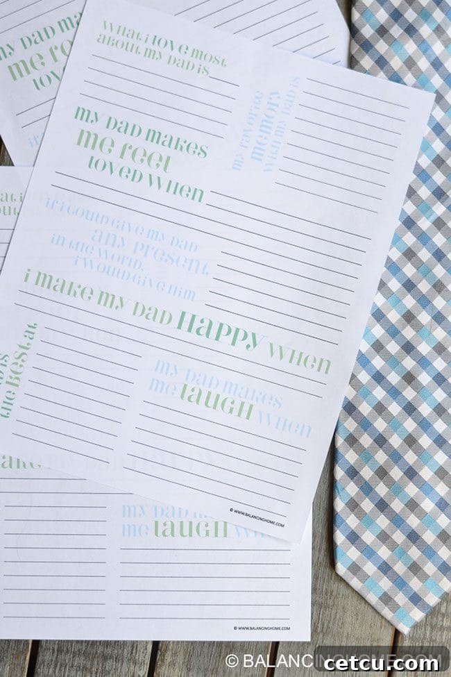 Printable Questionnaire for Dad, a heartfelt Father's Day gift