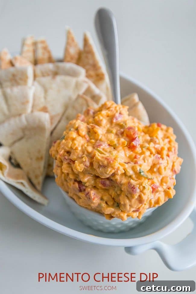 Pimento Cheese Dip, a creamy and flavorful appetizer for any summer barbecue