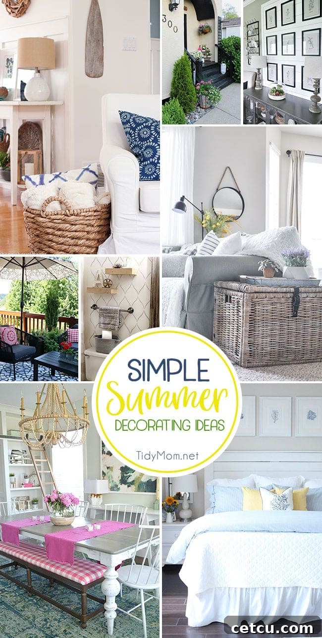Effortless Summer Home Refresh 2 Simple Summer Decorating doesn't have to be expensive. You can lighten your home to give it a summer feel, with pillows, fresh flowers, and artwork. Get Simple Summer Decorating Ideas at TidyMom.net