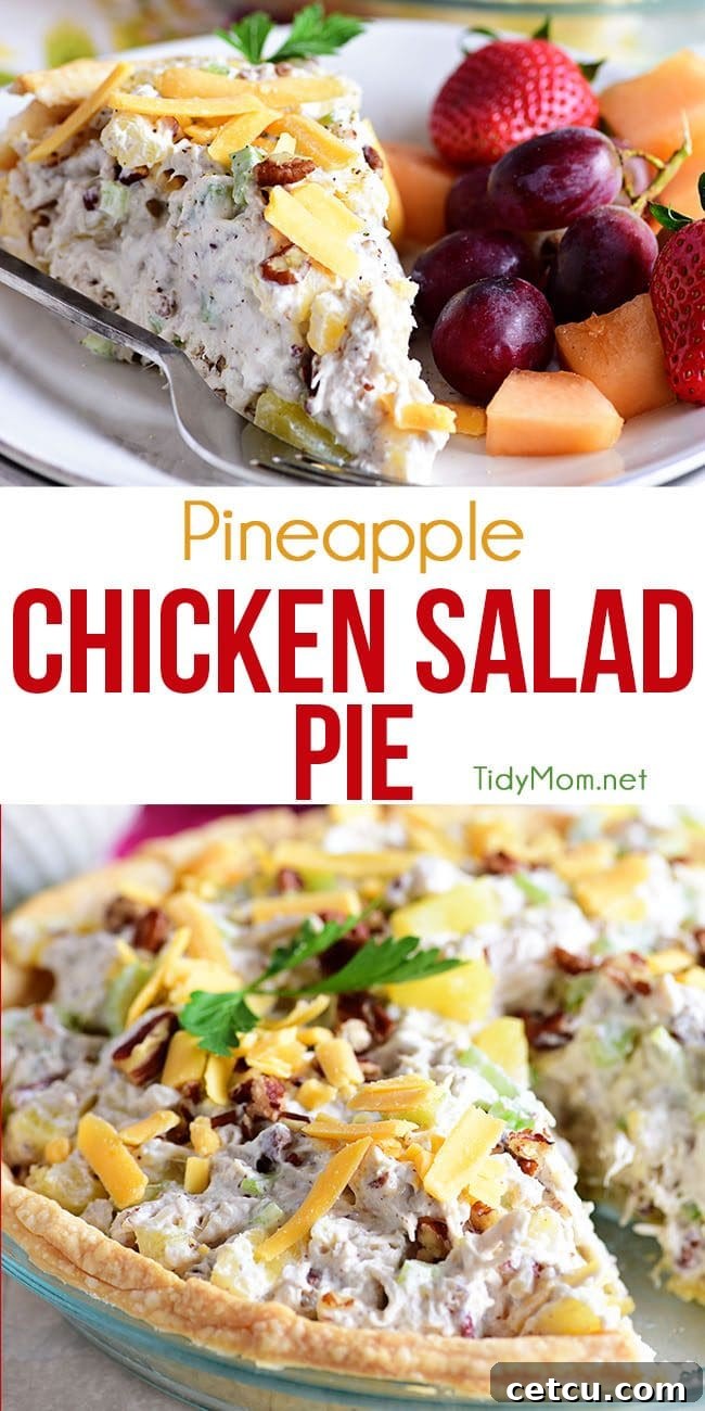 A collage of Pineapple Chicken Salad Pie images, perfect for sharing on Pinterest.