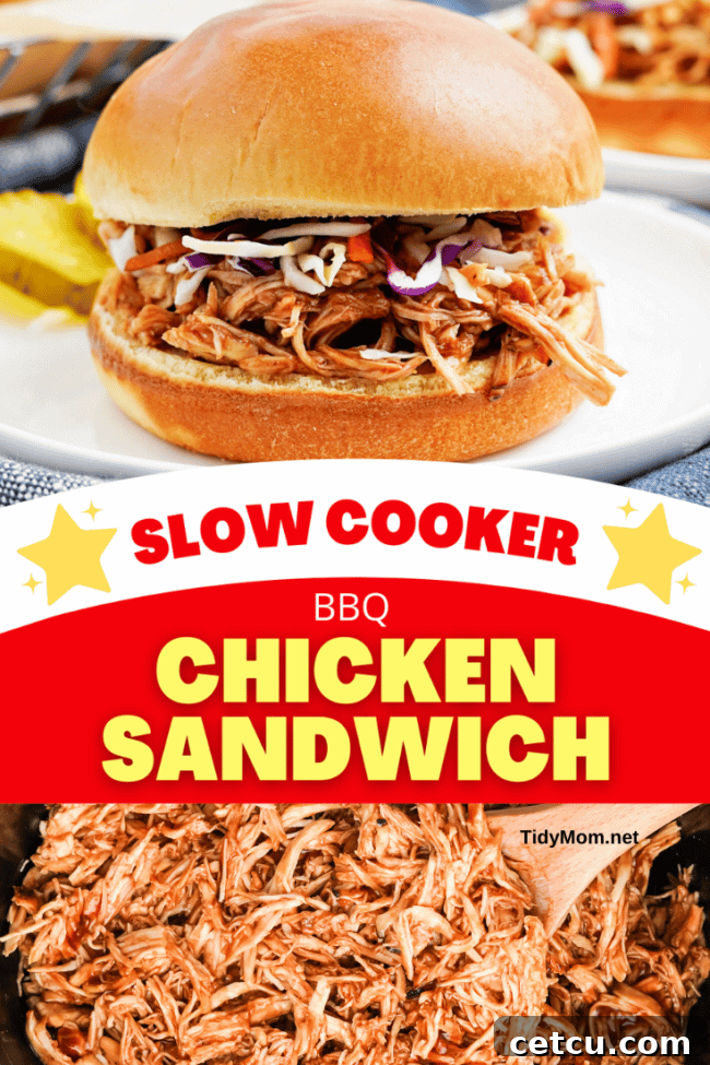 A single slow cooker pulled BBQ chicken sandwich on a bun, served with a blue checkered napkin