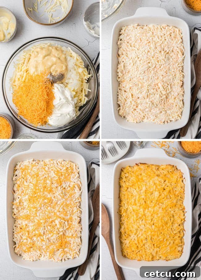 Loaded Cheesy Hashbrown Bake 5 Step by step photos for how to make hashbrown casserole