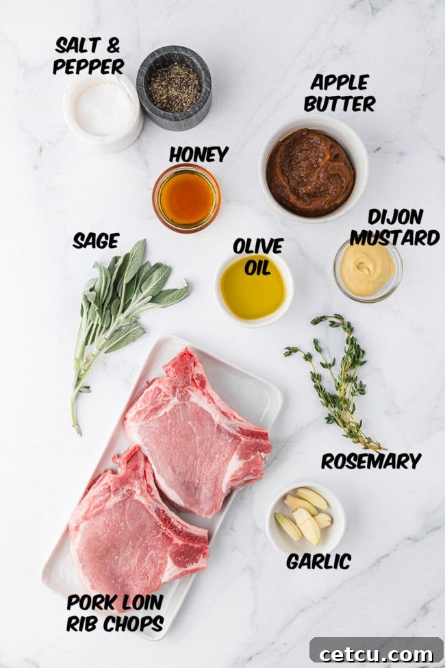 ingredients for apple butter glazed pork chops