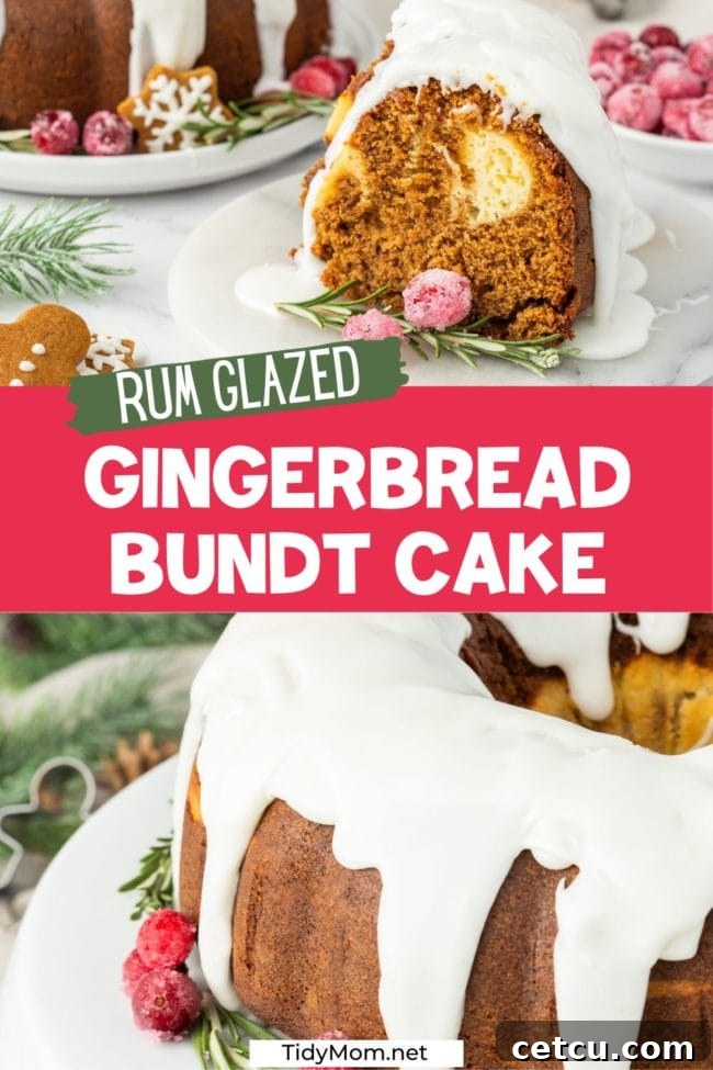 homemade gingerbread bundt cake on a holiday table