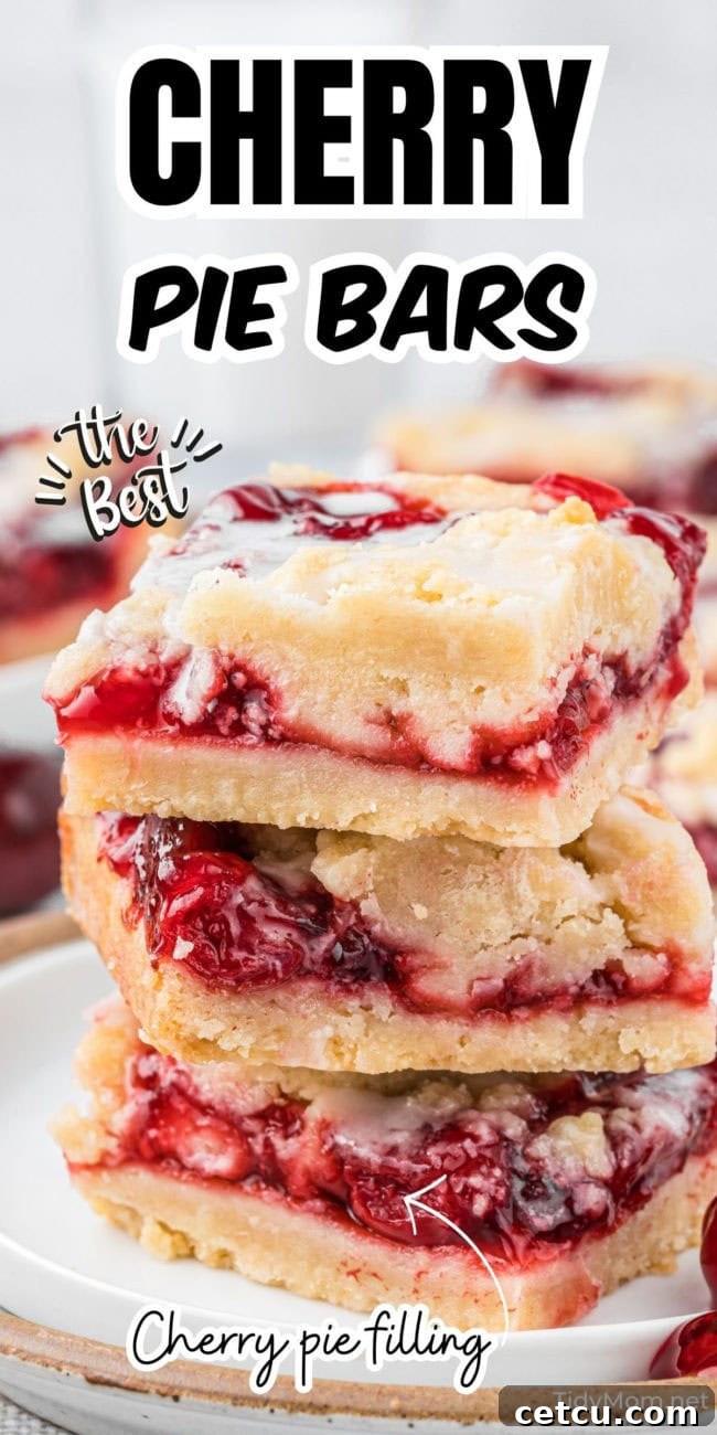 stack of 3 cherry pie dessert bars