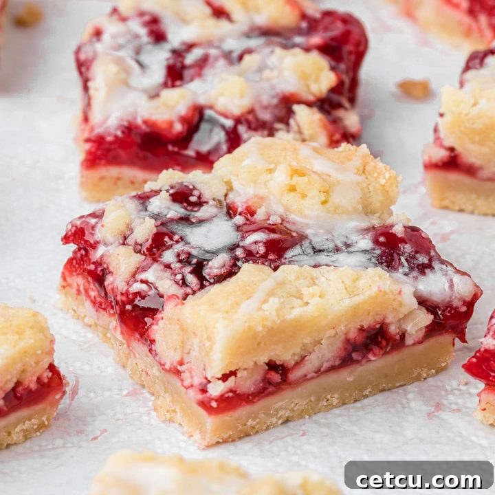 Pie bars made with cherry pie filling