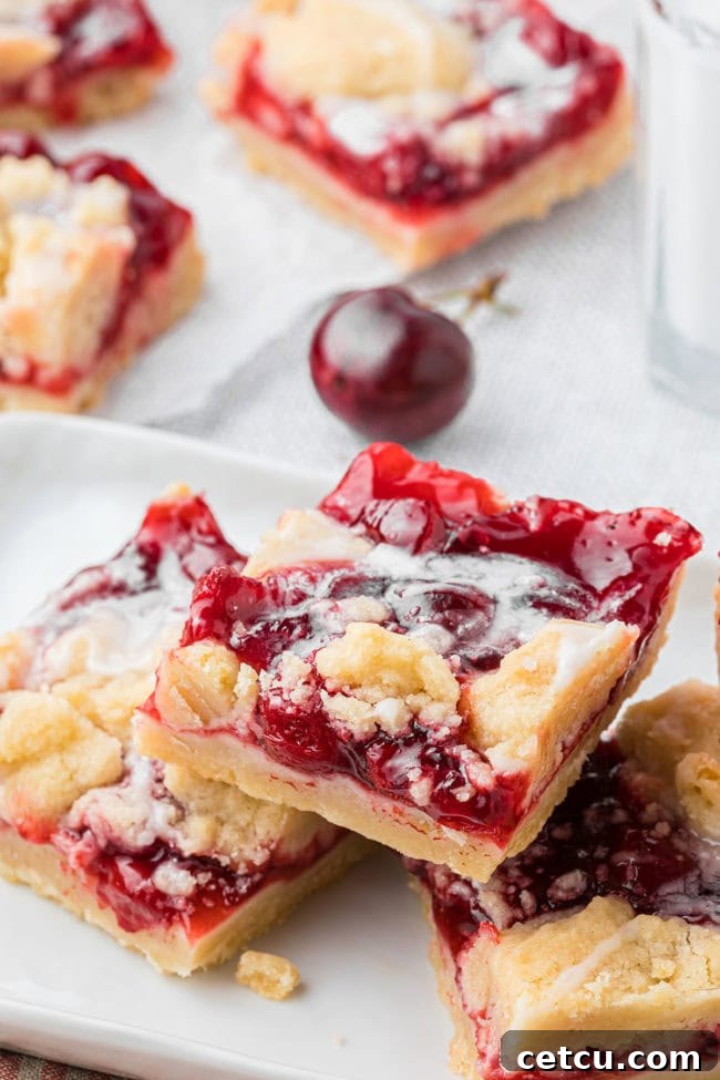 cherry pie bars with shortbread topping