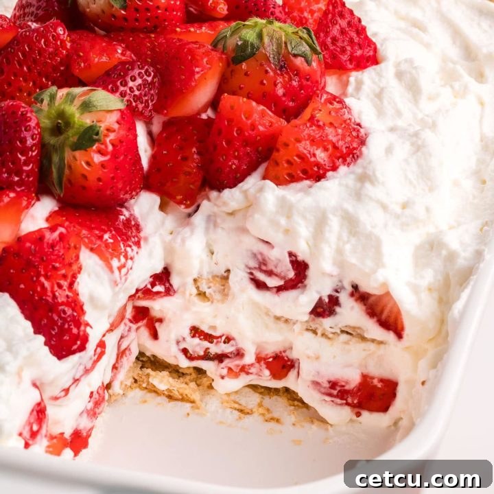 layered no-bake strawberry icebox cake