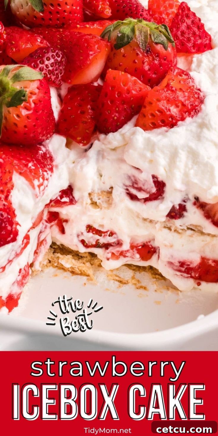 No-Bake Strawberry Icebox Cake pin image