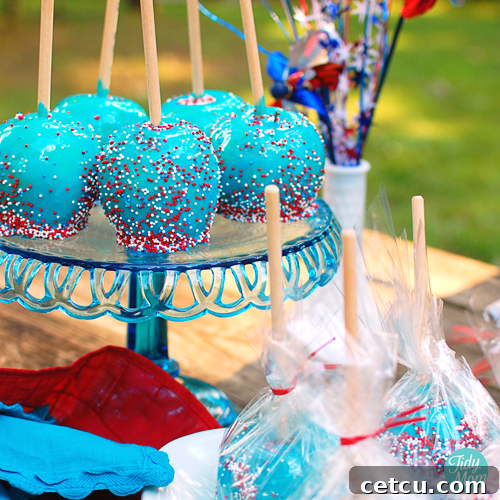 Beautiful Red White and Blue Candy Apples ready for celebration