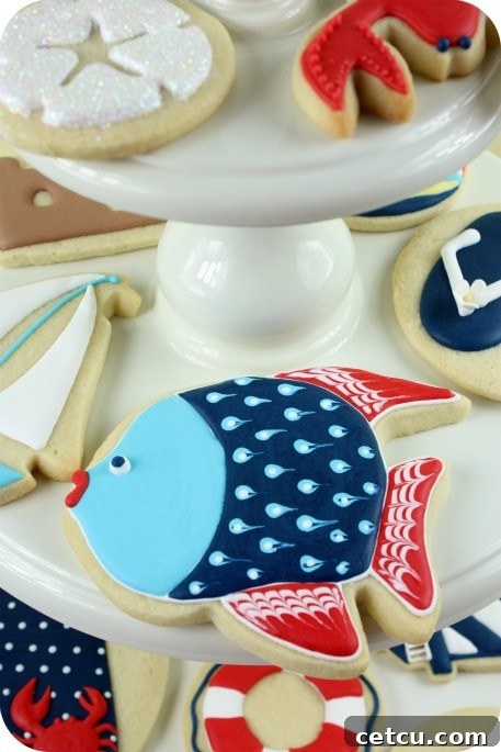 Summer themed cookies with perfectly smooth royal icing