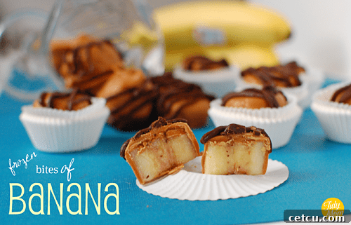 Frozen Peanut Butter Banana Bites recipe card image