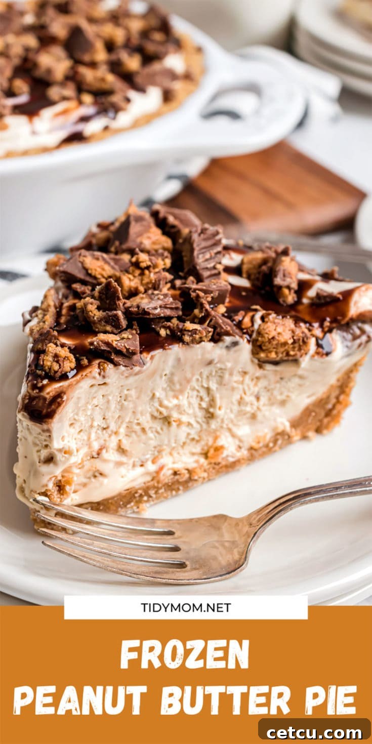 Frozen Peanut Butter Pie, a delightful no-bake summer dessert with a creamy filling and graham cracker crust.