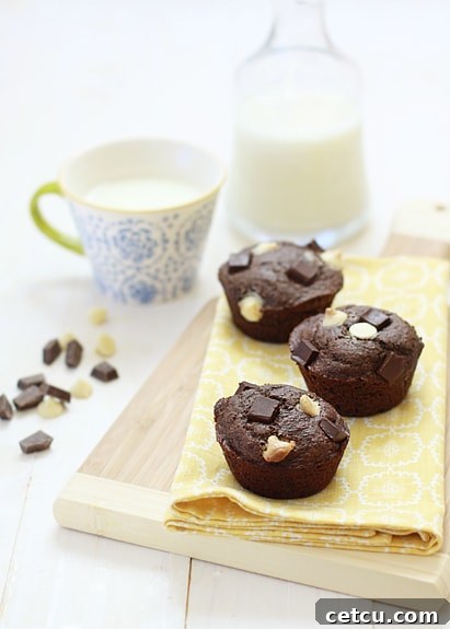 Delicious whole wheat chocolate banana muffins, a healthy treat for kids